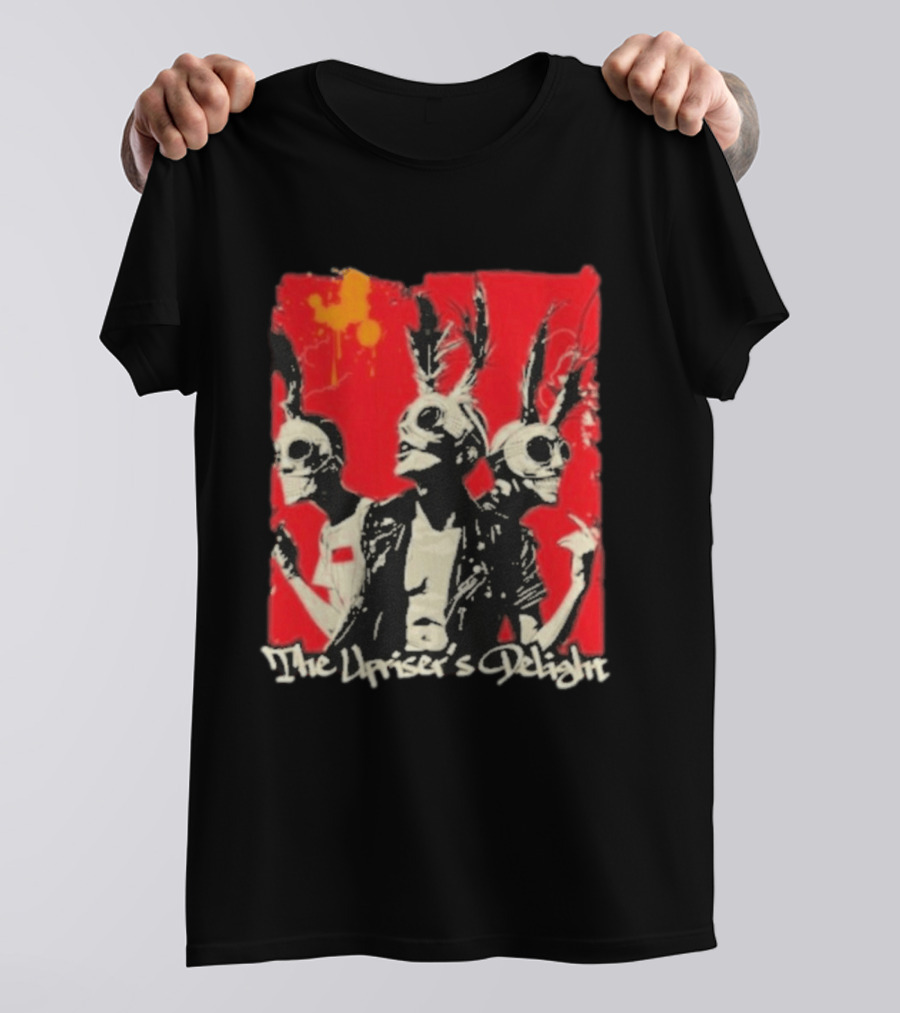 The Upriser's Delight Skull Trio Feathered Masks Red T-Shirt