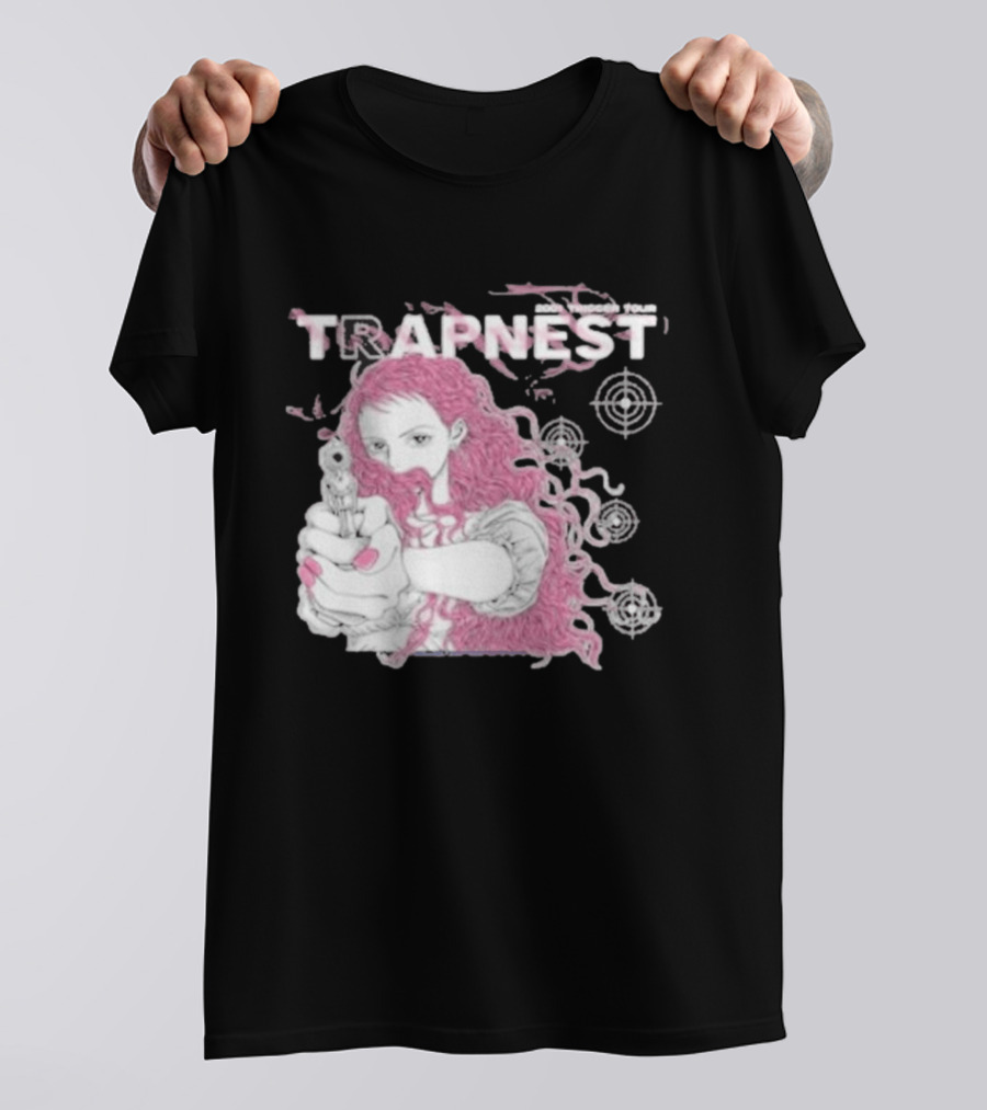 Trapnest Trigger Tour 2001 Anime Girl With Gun And Target T-Shirt