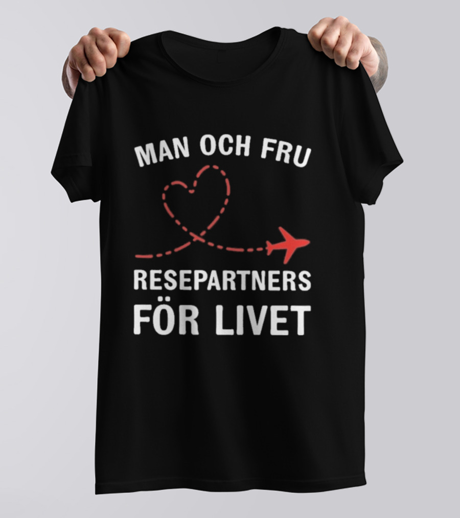 Man Och Fru Resepartners För Livet Flygplan Hjärtformad Resväg T-Shirt