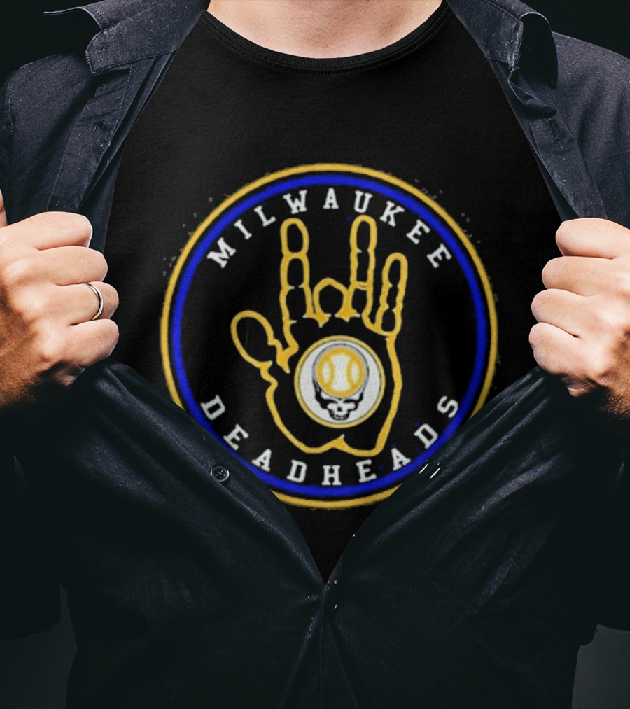 Milwaukee Deadheads Hand Symbol Baseball Skull T-Shirt