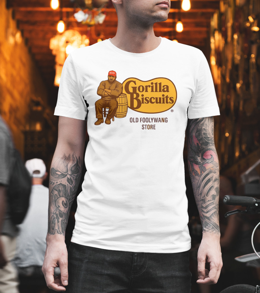 Cracker Barrel Gorilla Biscuits Old Foolywang Store Rustic Man And Barrel T-Shirt