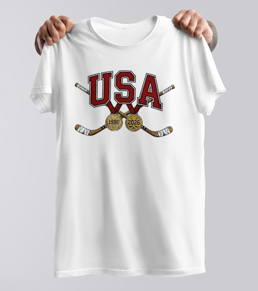 USA Hockey Iconic Gold Medal 1980 2026 Celebration T-Shirt