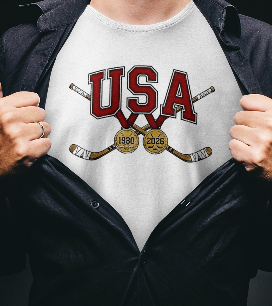USA Hockey Iconic Gold Medal 1980 2026 Celebration T-Shirt
