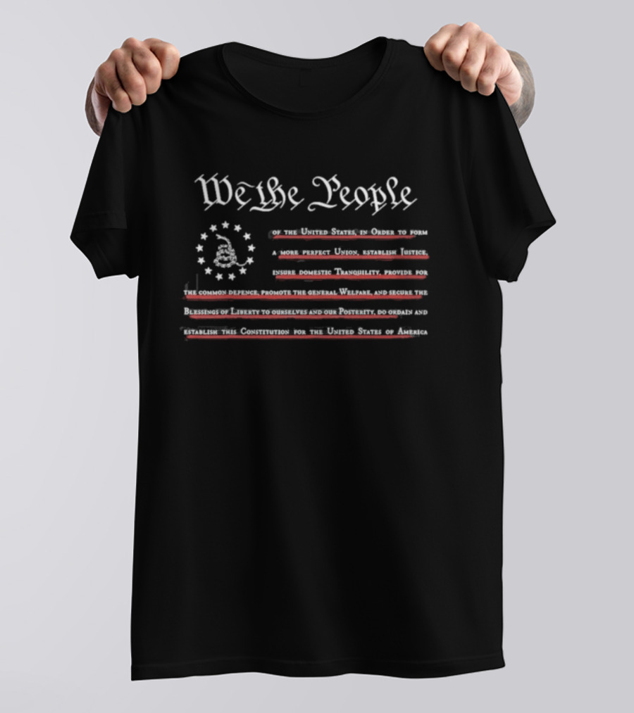We The People Constitution Text And Betsy Ross Flag T-Shirt