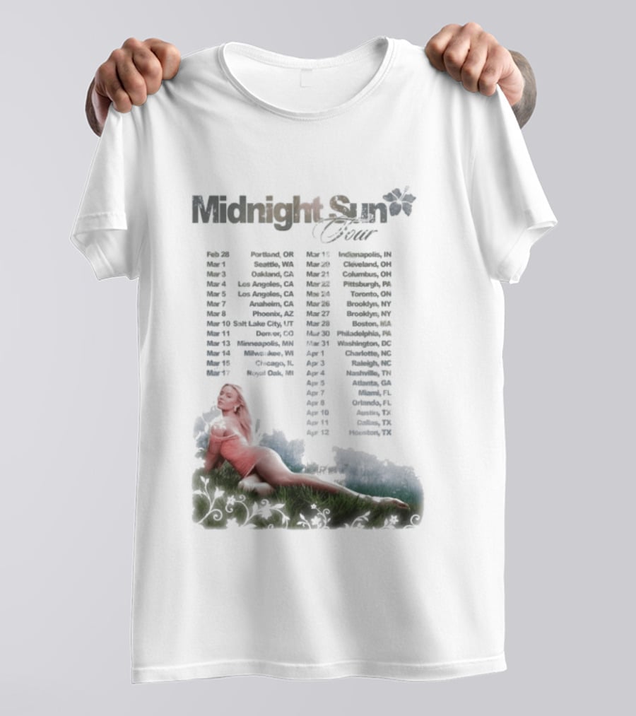 Midnight Sun Tour 2026 Zara Larsson Concert Locations T-Shirt