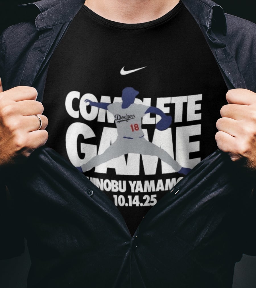 Yoshinobu Yamamoto Complete Game 10.14.25 Nike MLB Dodgers T-Shirt