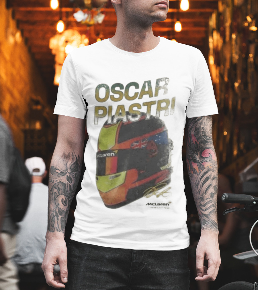 Oscar Piastri McLaren Helmet Design Racing Memorabilia T-Shirt