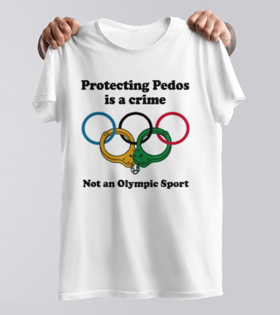 Protecting Pedos Is A Crime Not An Olympic Sport Handcuffs Rings T-Shirt