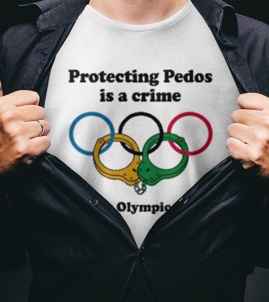 Protecting Pedos Is A Crime Not An Olympic Sport Handcuffs Rings T-Shirt