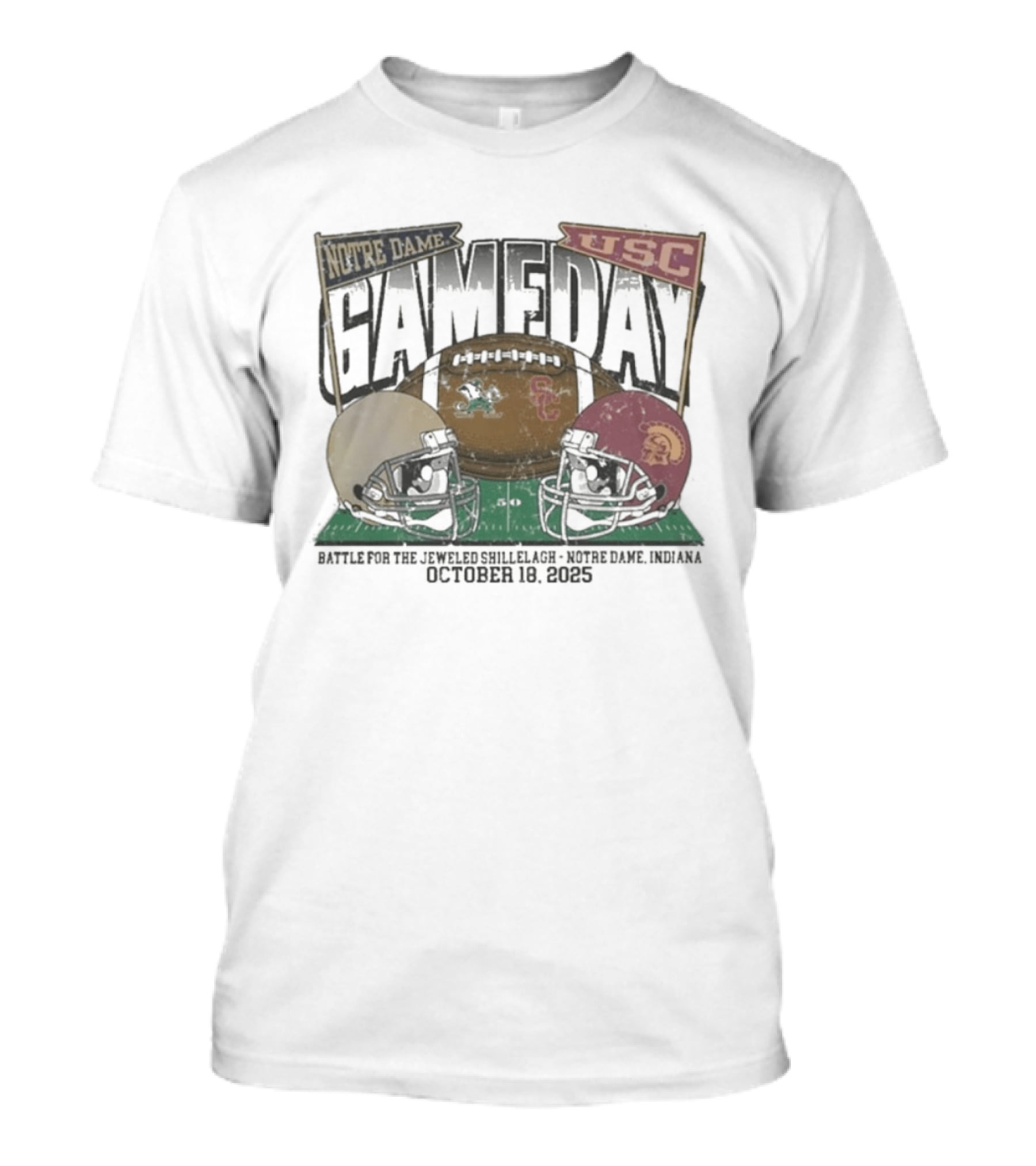 Notre Dame Vs USC Gameday 2025 Jeweled Shillelagh October 18 Football Clash T-Shirt