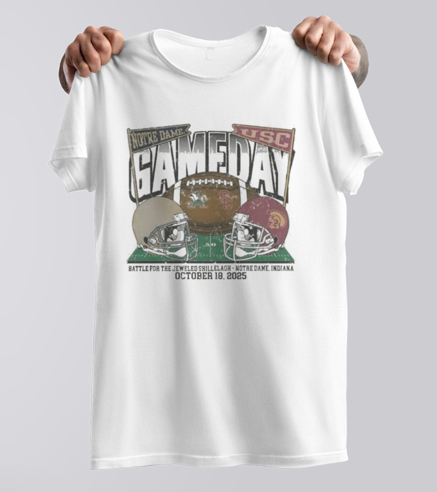 Notre Dame Vs USC Gameday 2025 Jeweled Shillelagh October 18 Football Clash T-Shirt