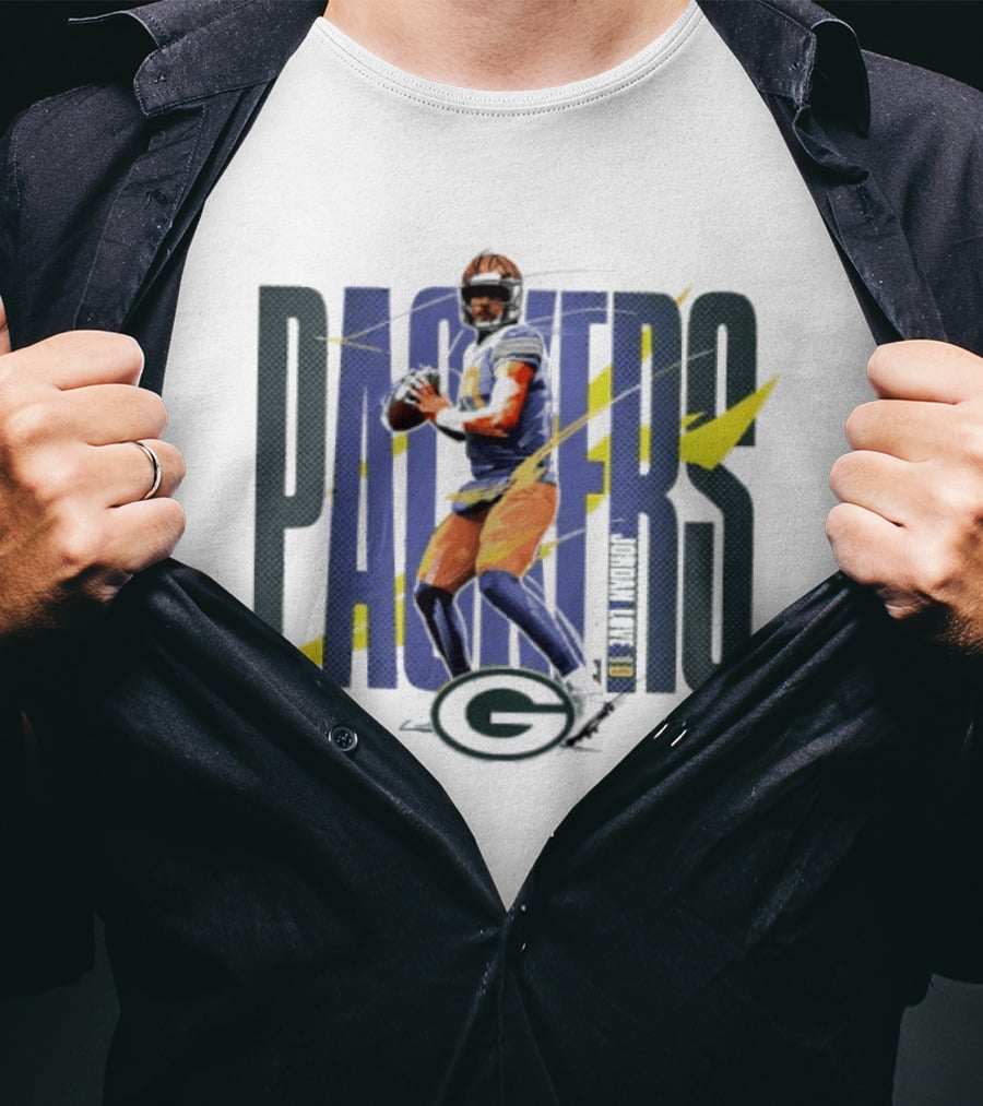 Packers Jordan Love Number 10 Green Bay Packers Player T-Shirt