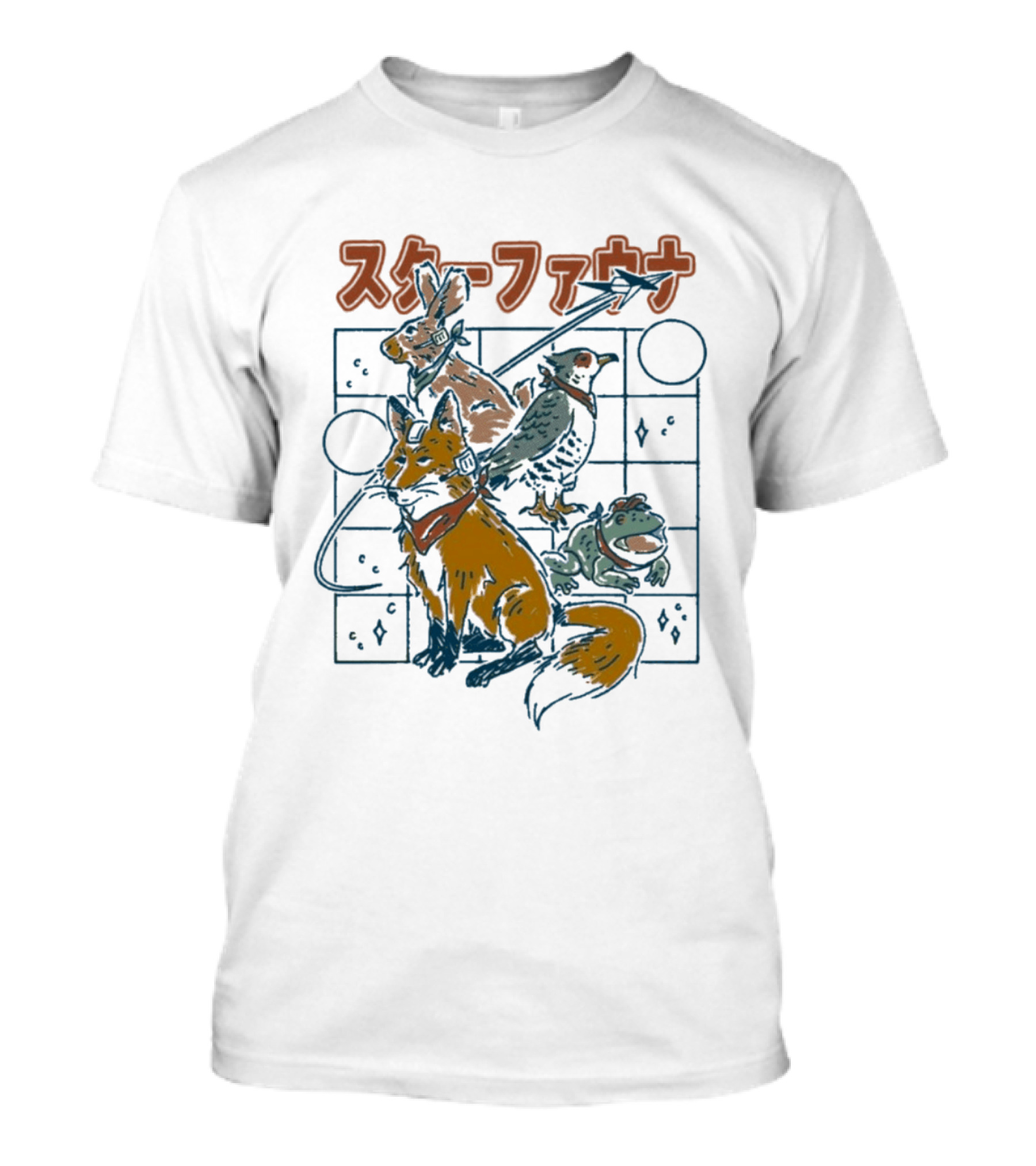 Star Fauna Henrique Torres Rabbit Fox Turtle Bird Japanese T-Shirt