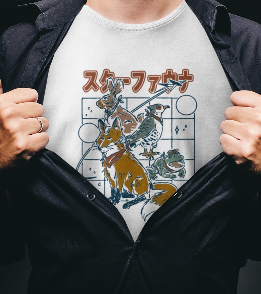 Star Fauna Henrique Torres Rabbit Fox Turtle Bird Japanese T-Shirt