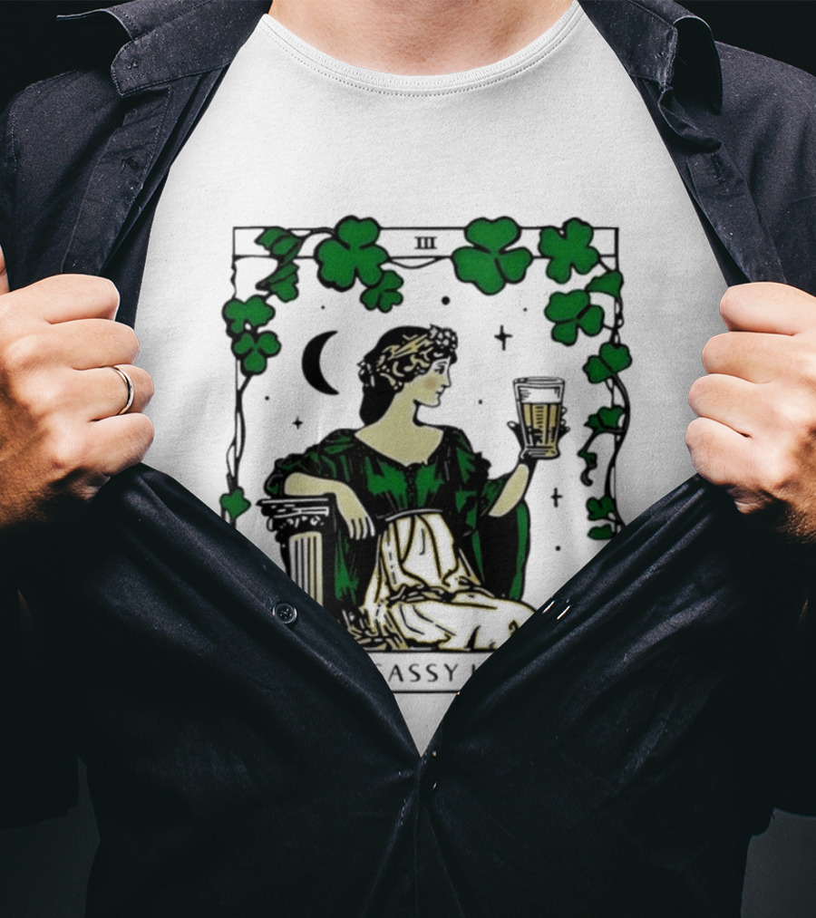 The Sassy Lass St Patrick's Day Tarot Card Clover Moon T-Shirt