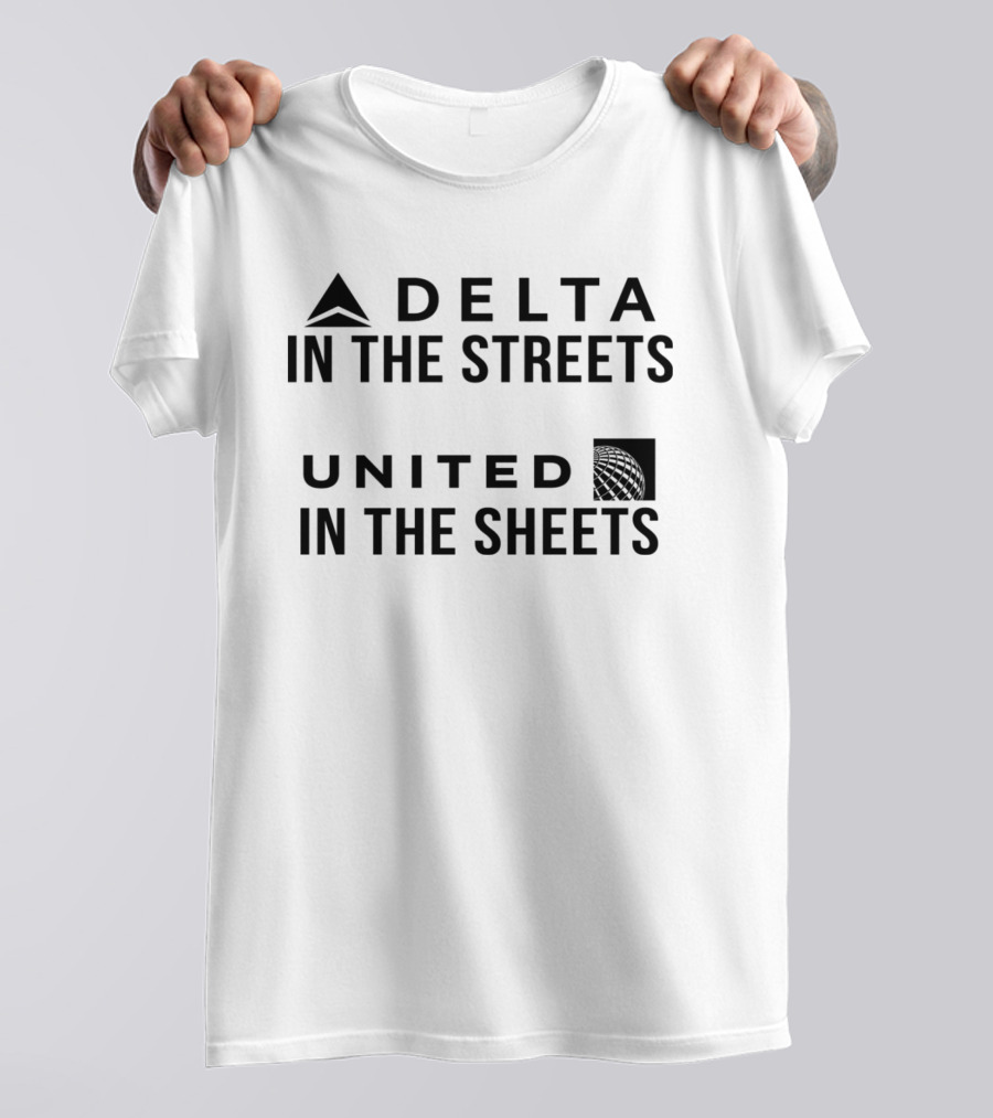 Delta In The Streets United In The Sheets White Clever Aviation Reference T-Shirt