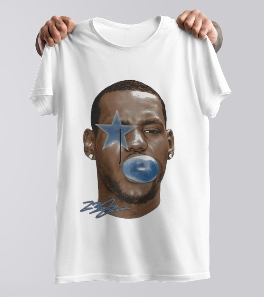 Lebron James Bubble Gum Blue Star Face T-Shirt