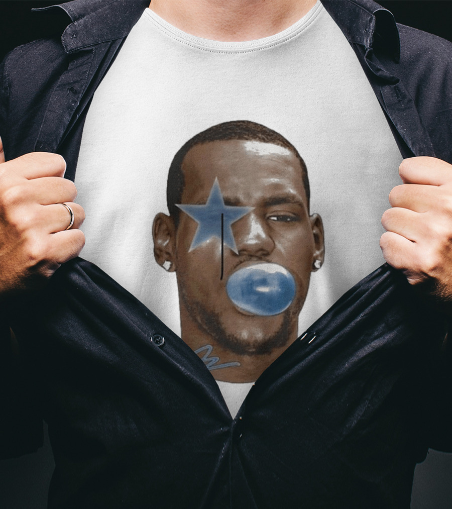 Lebron James Bubble Gum Blue Star Face T-Shirt