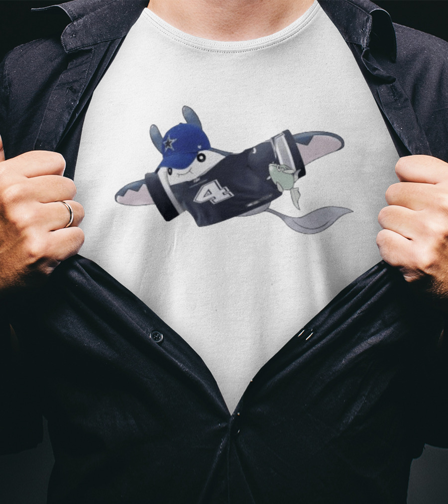 Mantine Pokemon Wearing Dak Prescott Dallas Cowboys Jersey And Hat T-Shirt