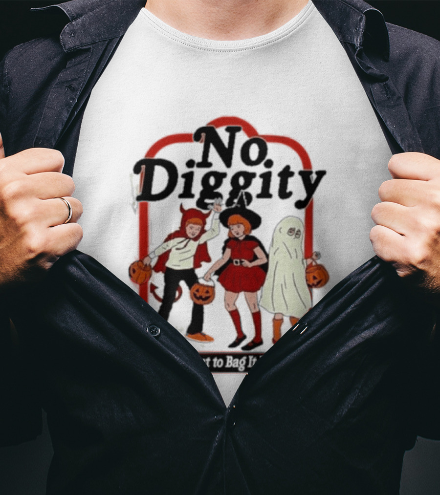 No Diggity Halloween Costume Kids With Pumpkins T-Shirt