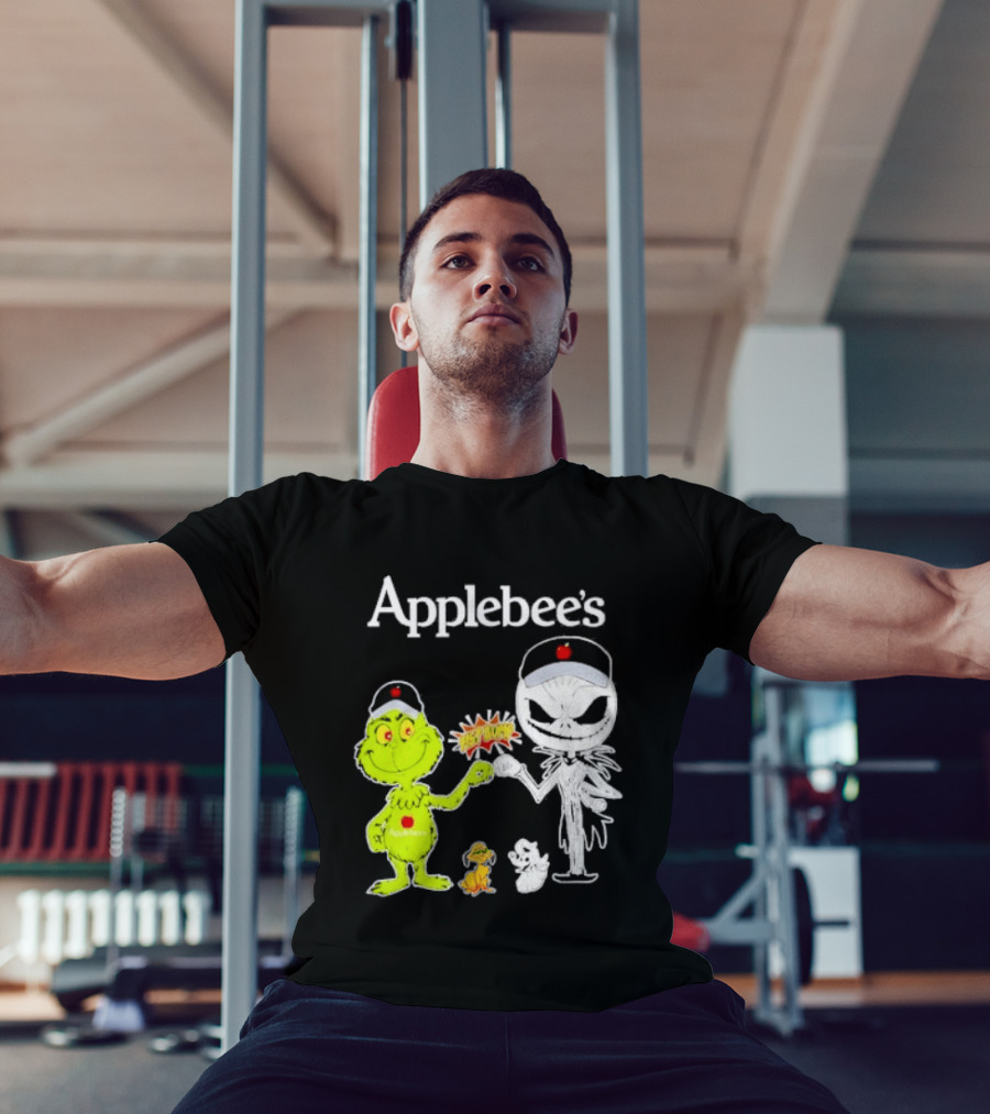 Applebee's Grinch And Jack Skellington Fist Bump Halloween Bash T-Shirt