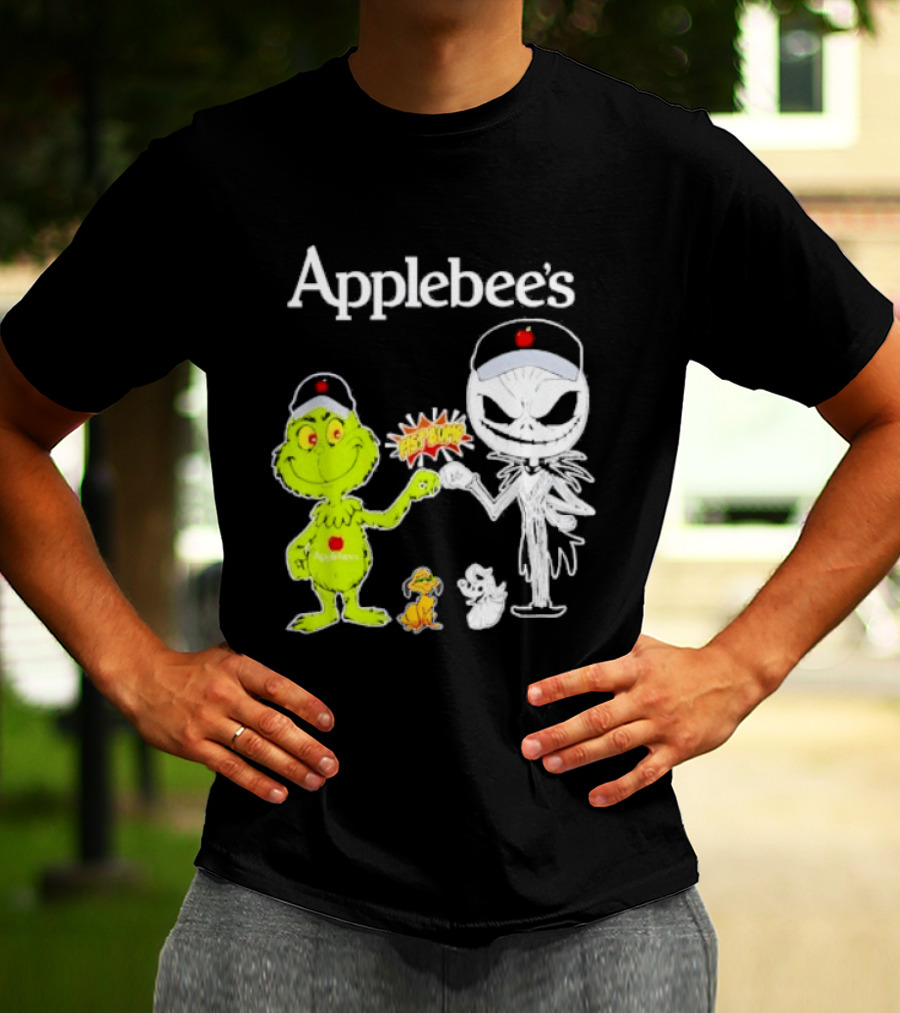 Applebee's Grinch And Jack Skellington Fist Bump Halloween Bash T-Shirt