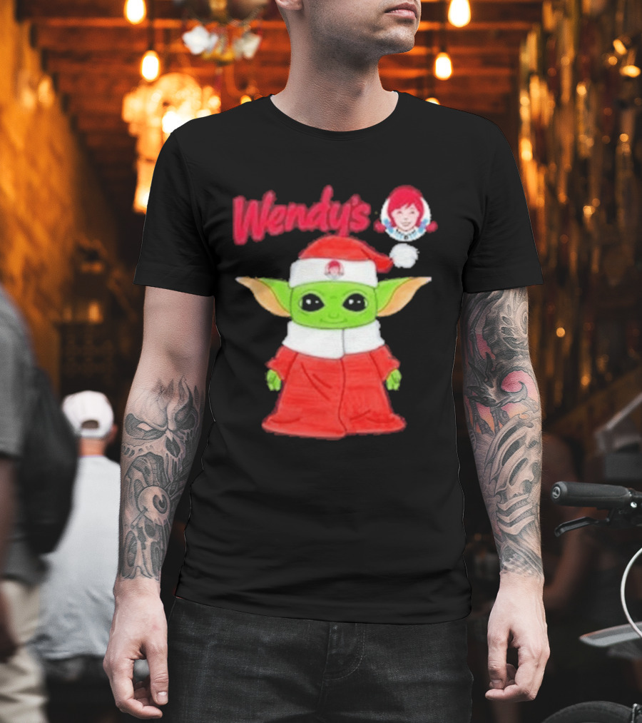 Wendy's Baby Yoda Santa Christmas T-Shirt