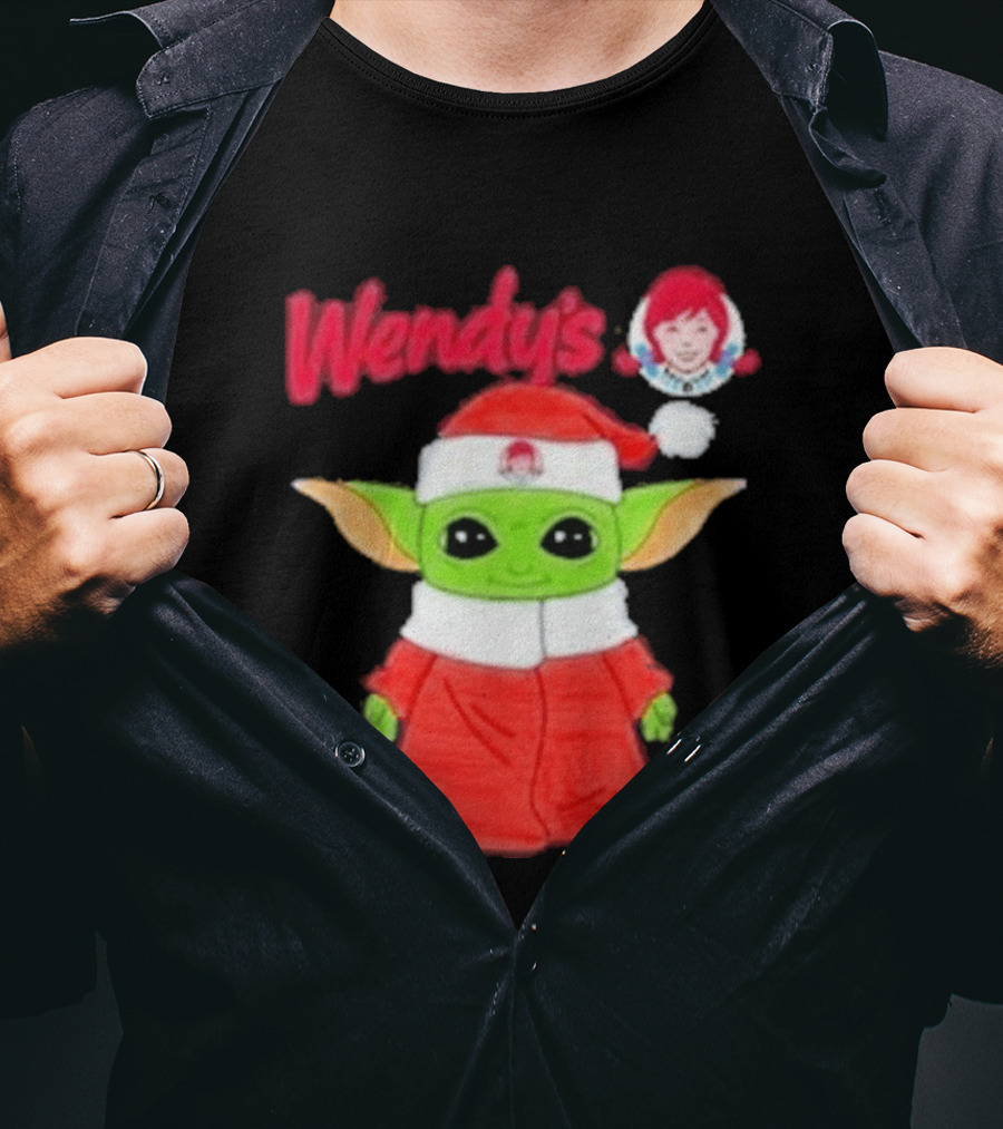 Wendy's Baby Yoda Santa Christmas T-Shirt