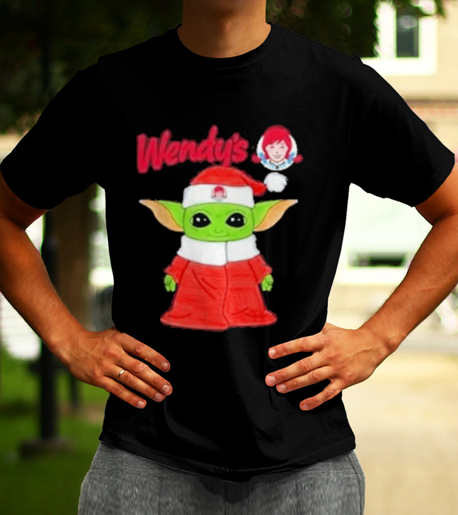 Wendy's Baby Yoda Santa Christmas T-Shirt