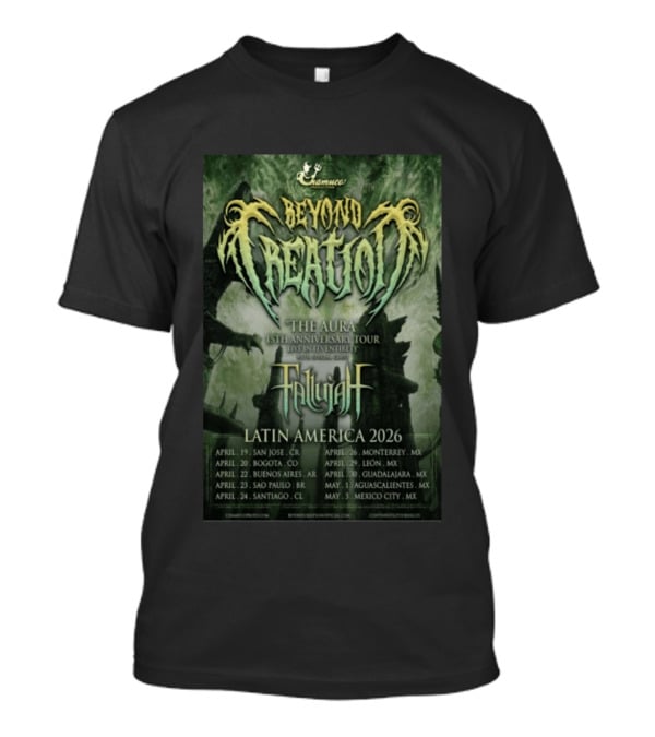 Beyond Creation Fallujah Aura 15th Anniversary Latin America 2026 Tour Dates T-Shirt
