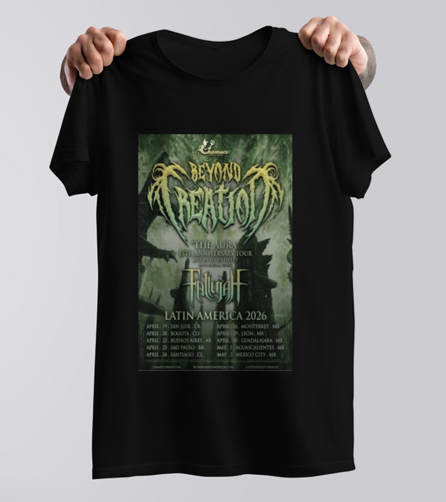 Beyond Creation Fallujah Aura 15th Anniversary Latin America 2026 Tour Dates T-Shirt