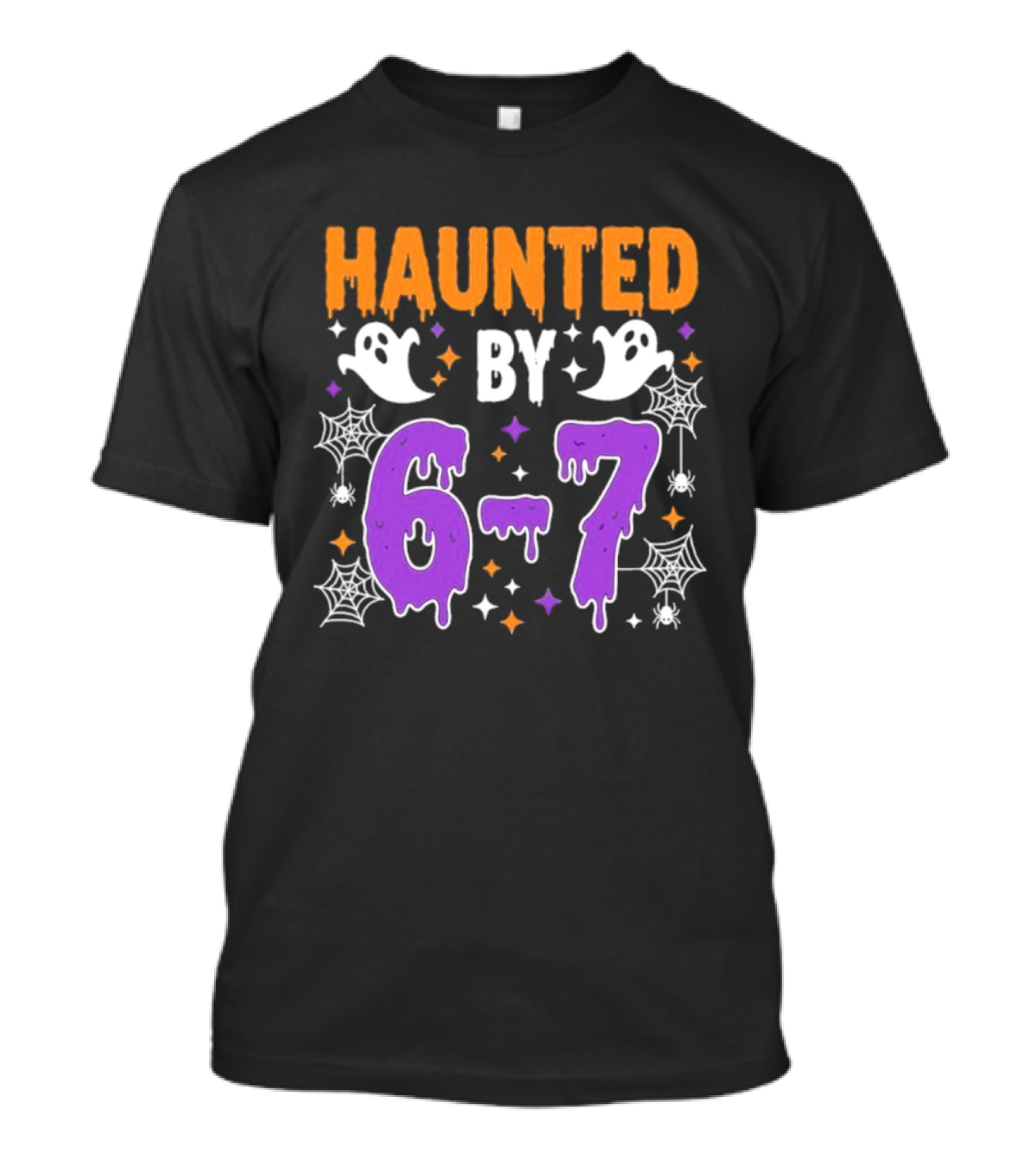 Haunted By 67 Halloween Ghosts And Spiders T-Shirt