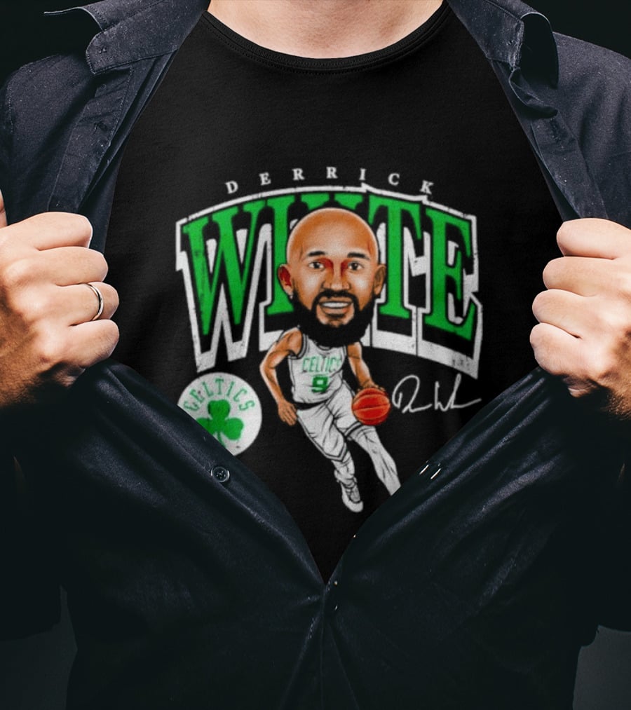 Derrick White Celtics Basketball 9 Signature Cartoon T-Shirt