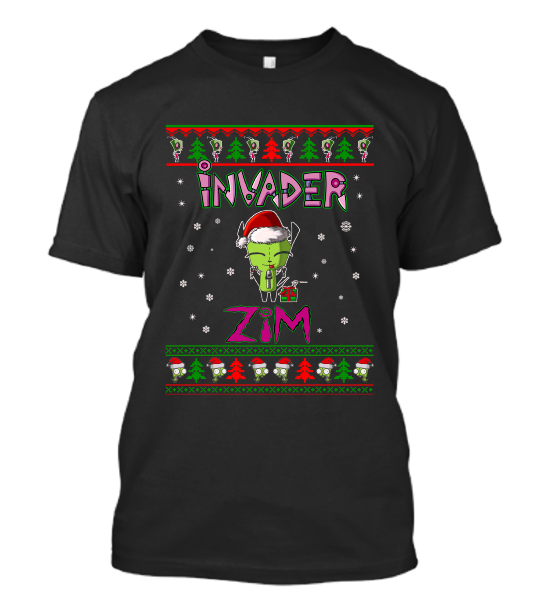 Invader Zim Holiday Santa Hat And Gift Ugly Christmas Sweater T-Shirt