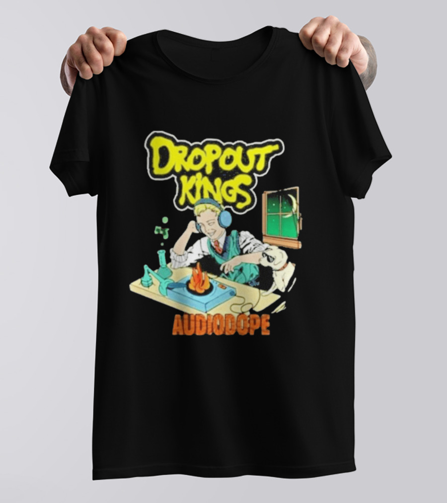Dropout Kings Audio Dope Scientist Listening With Headphones And Chemistry Setup T-Shirt