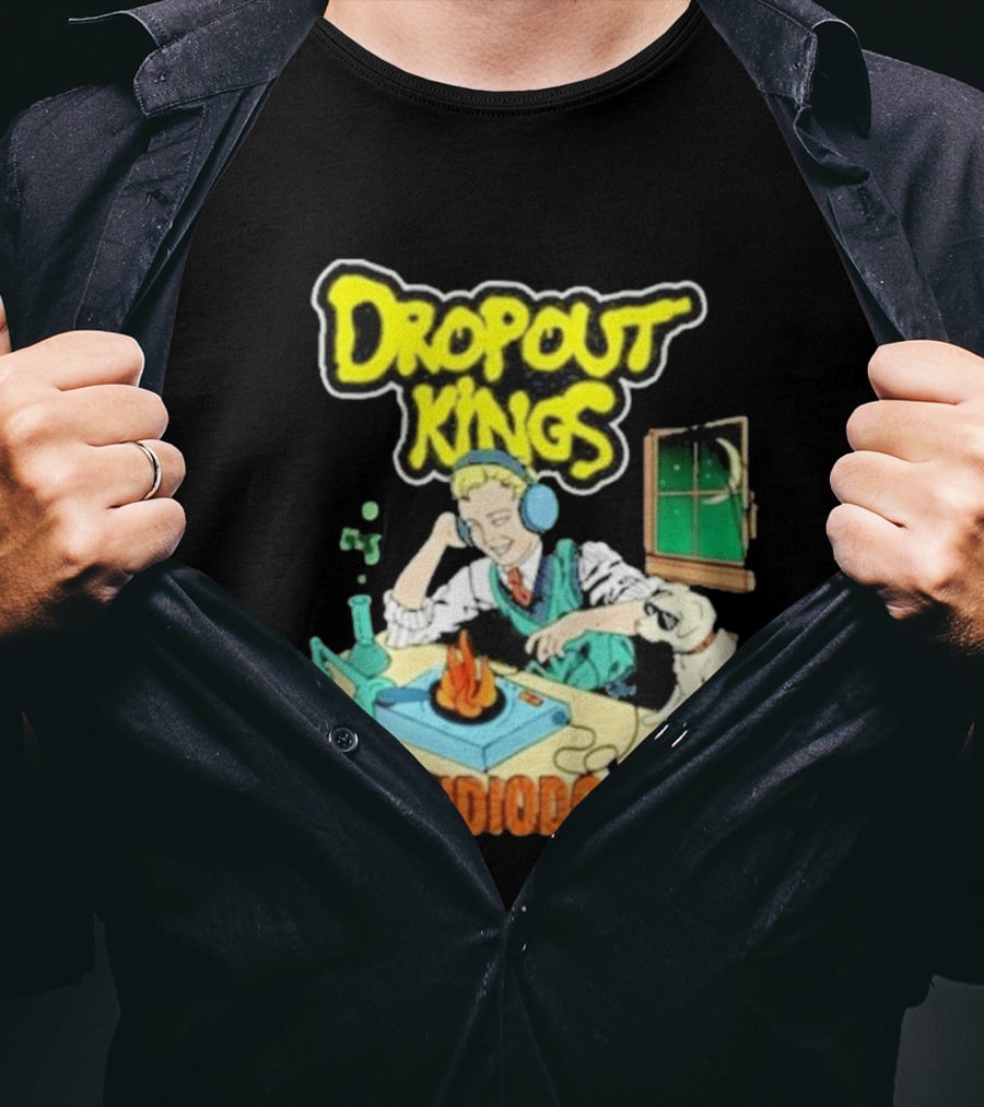 Dropout Kings Audio Dope Scientist Listening With Headphones And Chemistry Setup T-Shirt