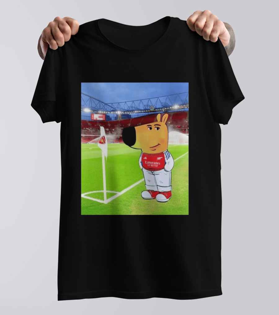 Chill Cartoon Dog In Arsenal Kit At Stadium Awaiting UCL Victory T-Shirt