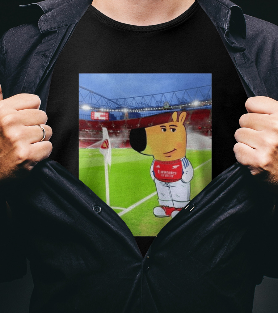Chill Cartoon Dog In Arsenal Kit At Stadium Awaiting UCL Victory T-Shirt