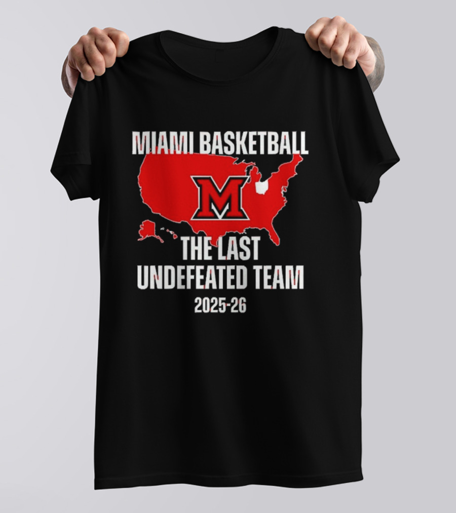 Miami Basketball RedHawks The Last Undefeated Team 2025 26 USA Map T-Shirt