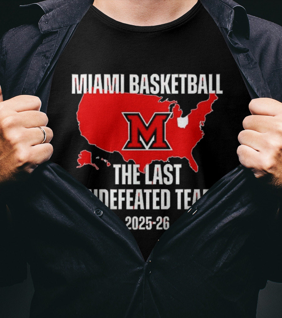 Miami Basketball RedHawks The Last Undefeated Team 2025 26 USA Map T-Shirt