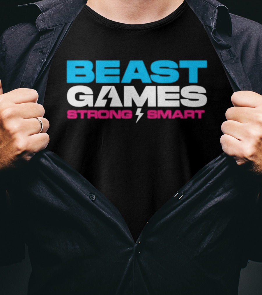 Beast Games Strong Smart MrBeast Lightning Bolt T-Shirt
