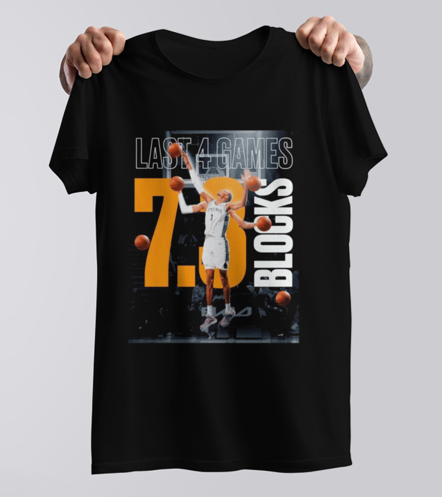 Victor Wembanyama Spurs Last 4 Games 7.3 Blocks Performance T-Shirt
