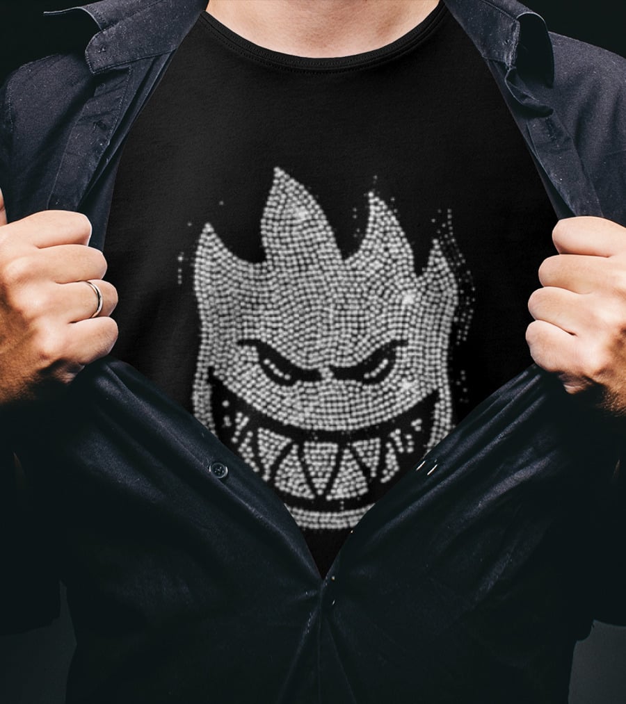 Rhinestone Spitfire Face By Carpet Company Iconic Flame Grin T-Shirt