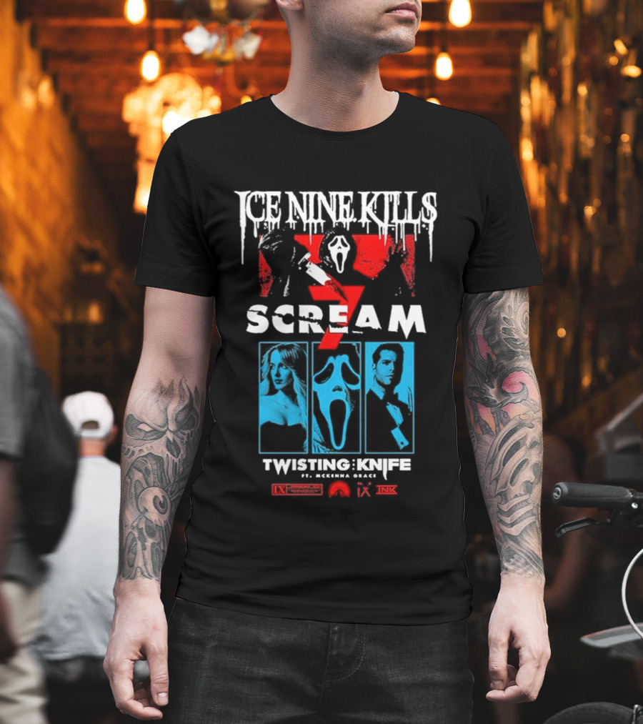 Ice Nine Kills Scream 7 Ghostface Twisting Knife Curtain Call T-Shirt
