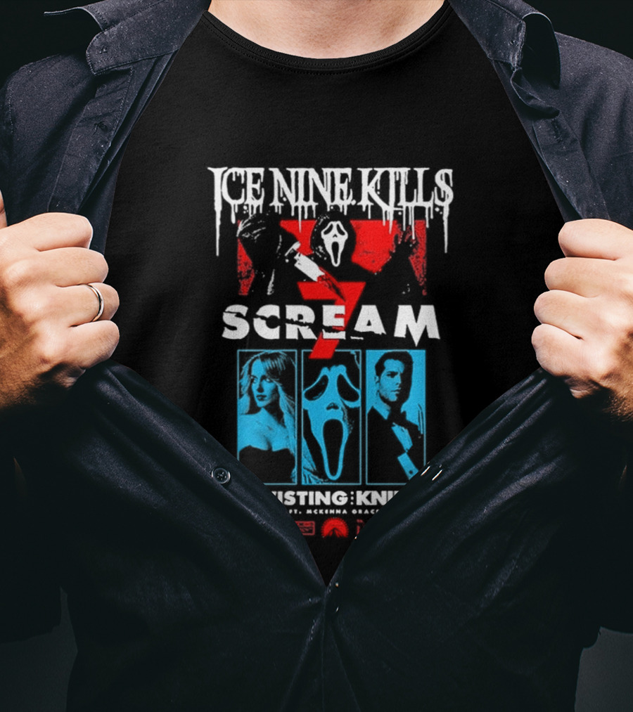 Ice Nine Kills Scream 7 Ghostface Twisting Knife Curtain Call T-Shirt