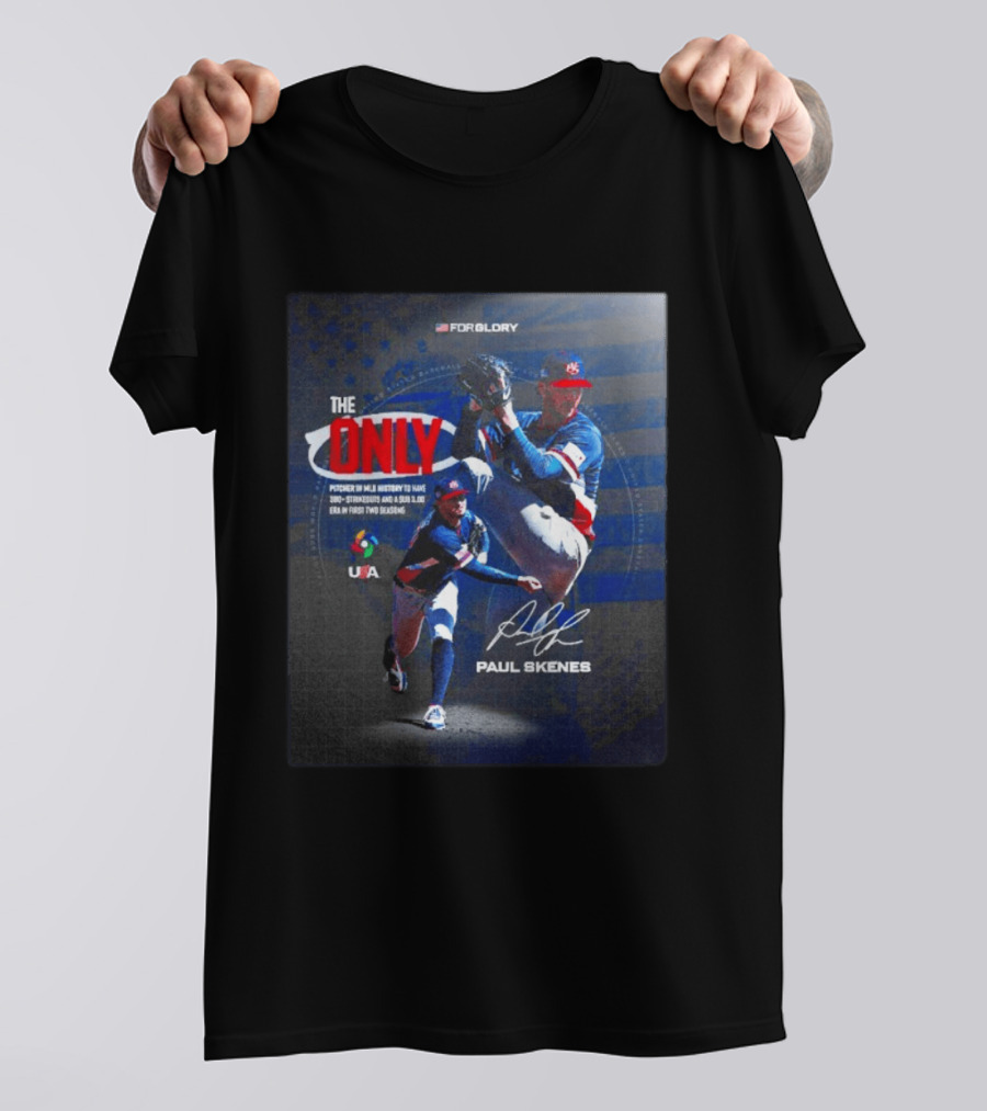 FORGLORY USA Baseball Paul Skenes The Only Pitcher In MLB History 380 Strikeouts And Sub 3.00 ERA T-Shirt