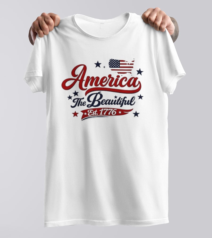 America The Beautiful Est 1776 Flag Stars Patriotic T-Shirt