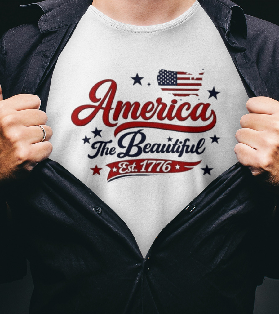 America The Beautiful Est 1776 Flag Stars Patriotic T-Shirt