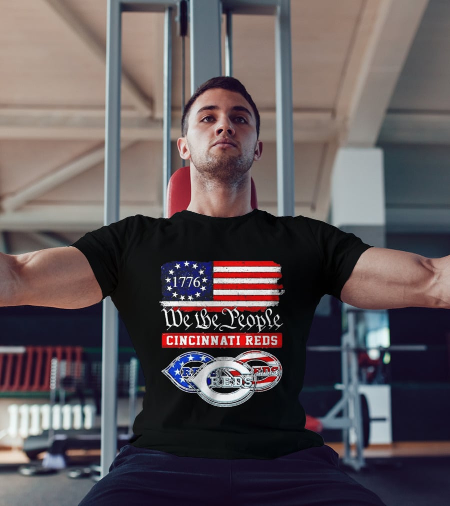 We The People 1776 Cincinnati Reds American Flag T-Shirt