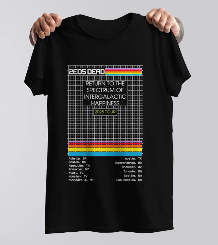 Zeds Dead Return To The Spectrum Of Intergalactic Happiness 2025 Tour Dates Grid T-Shirt
